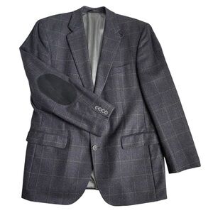Loro Piana Aldo Ricci Blazer Mens 44R Gray Purple Windowpane Elbow Patch Wool